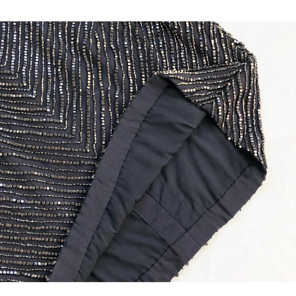 Gorgeous Fancy classy top, bead embroidery sleeveless blouse S, gray silk top - Picture 6 of 15